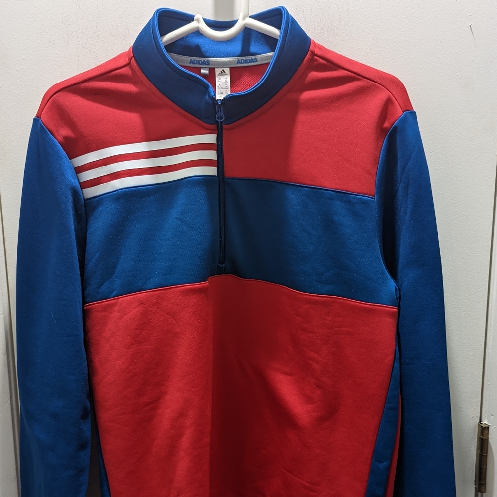 Adidas Boys Pullover Jacket Red White Blue Boys XL 15-16Y. Like New